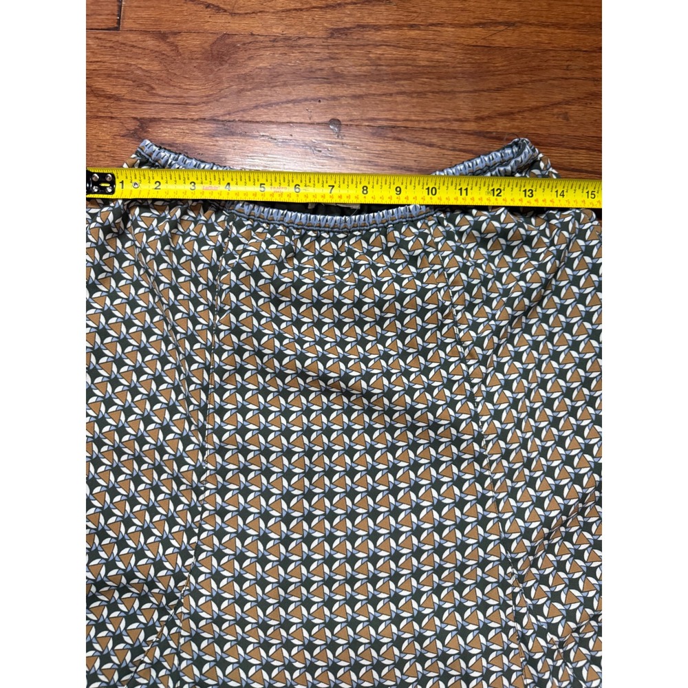 Max Studio Womens Geometric Print High Low Midi Skirt Green Tan Small - Picture 2 of 6